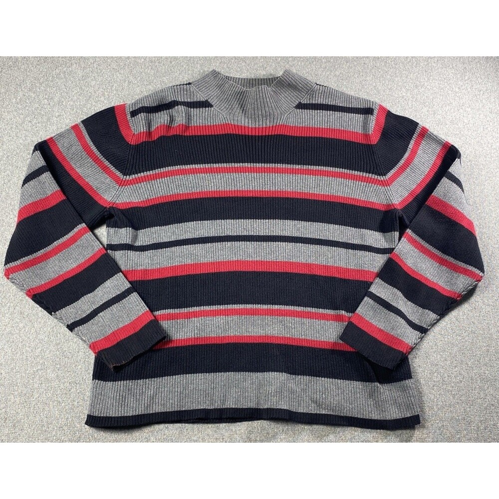 Charter Club Knit Sweater Striped Size L 100% Cotton